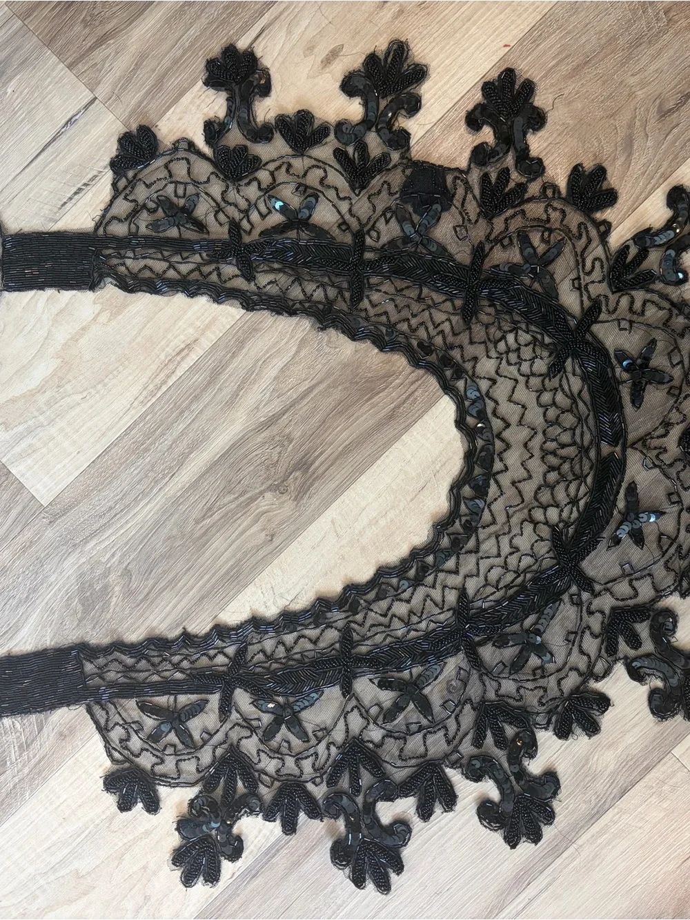 Vintage black Lace Beaded Sequin Capelet Collar Bolero Shrug